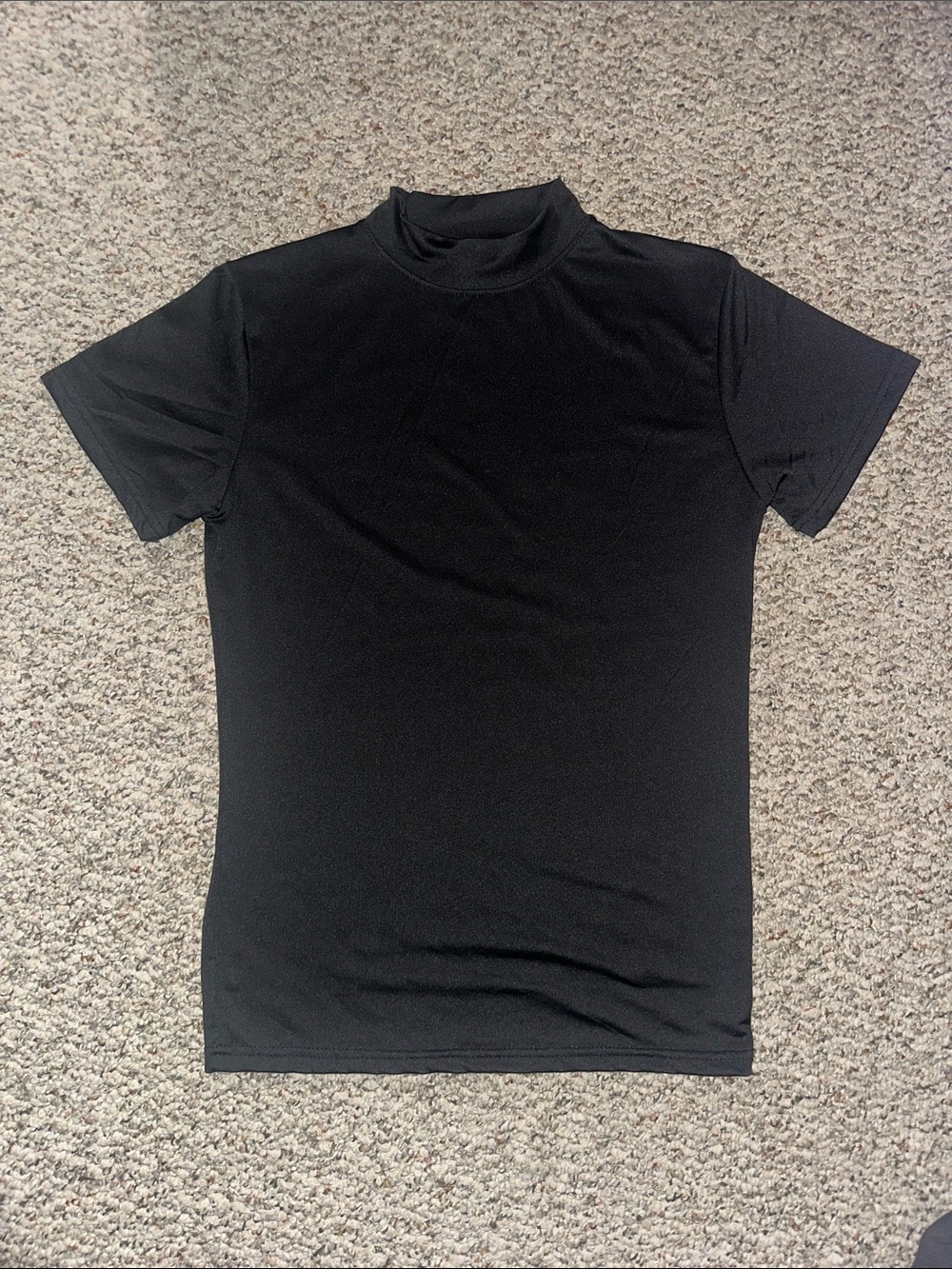 Men's Black Short-Sleeve Mock Neck Shirt